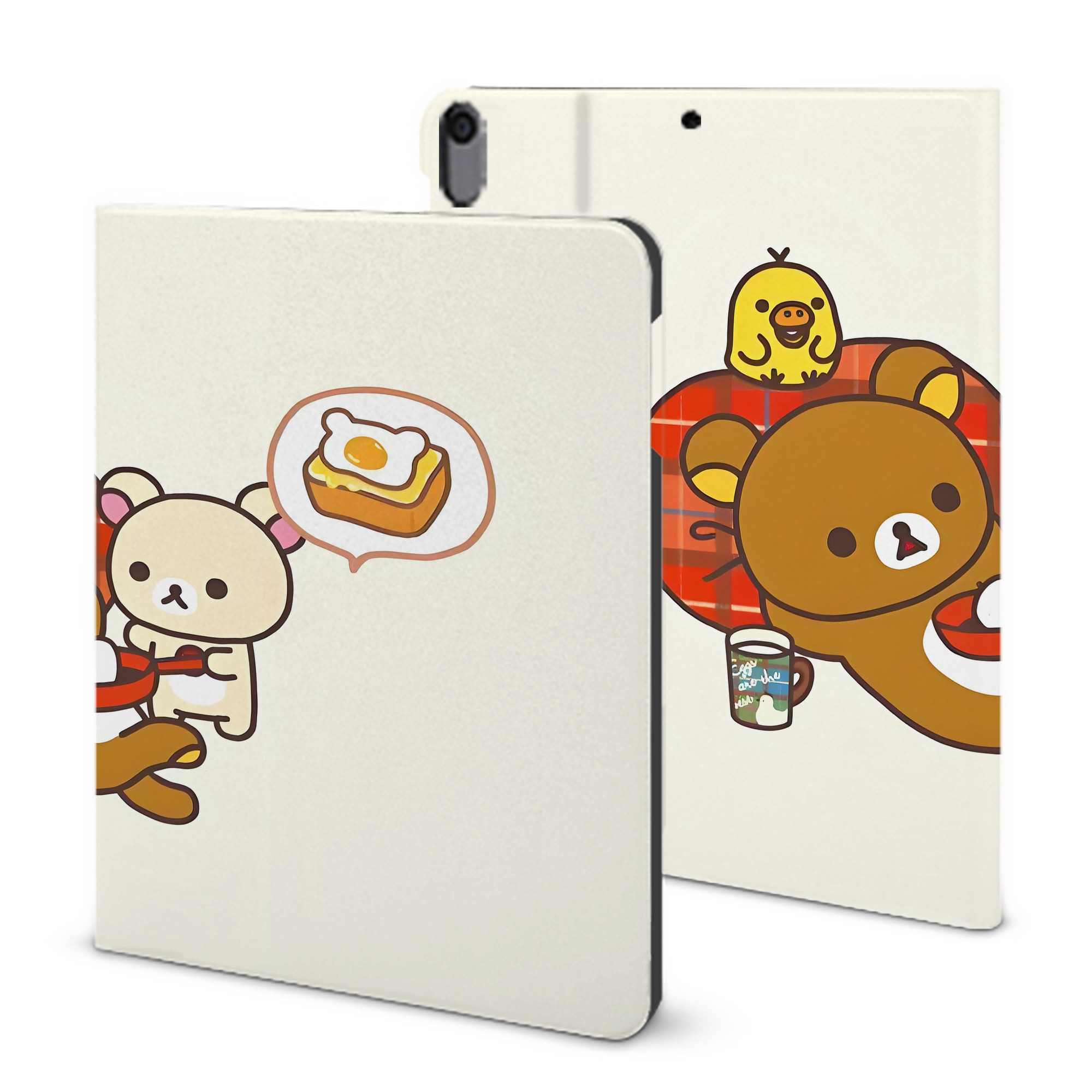 （画像用） リラックマ リラックマ キイロイトリ Rilakkuma Korilakkuma Kiiroitori IPad ケース ブック型 PUレザー TPU 耐衝撃 軽量 薄型 ペン収納なし 全面保護 IPad 各モデル対応